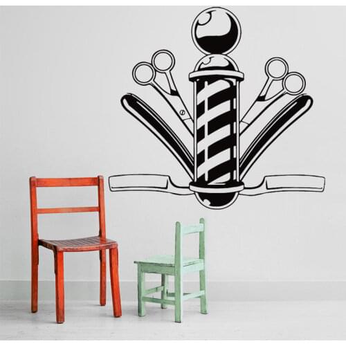 Wall Sticker Barber Shop Decoration Hairdresser Wall Decal Removable Vinyl Beauty Salon Wall Art Mural Hair Salon Wallpaper AY03