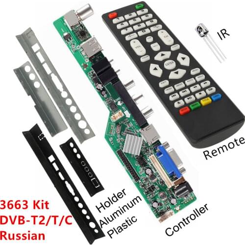 3663 NEW Digital DVB-C DVB-T/T2 Universal LCD LED TV Controller Driver Board Iron Plastic Baffle Stand 3463A Russian