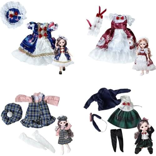 1/6 BJD doll clothes girl dress fits 30cm 1/6 BJD SD 13 Blyth doll fashion sling pleated skirt Lolita student wear Doll Clothes