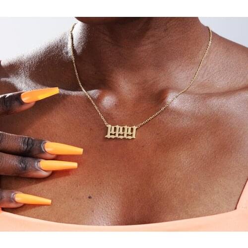 Year Number Necklaces for Women Custom Year 1994 1995 1996 1997 1998 1999 2000 2019 Birthday Gift from 1980 to 2019