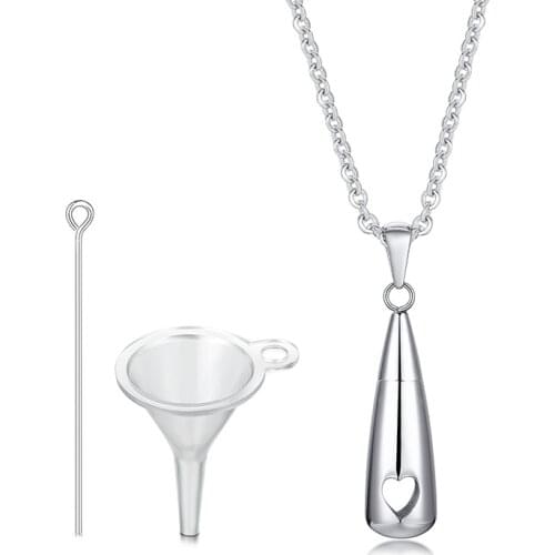 STAINLESS STEEL URN PENDANT NECKLACE TEARDROP CREMATION JEWELRY FOR ASHES MEMORIAL KEEPSAKE FOR WOMEN