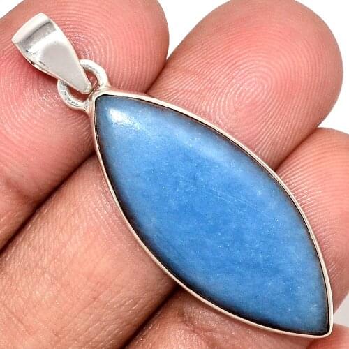 Genuine ANGELITE Pendant 925 Sterling Silver, Total Length : 45.7 mm, AP7029