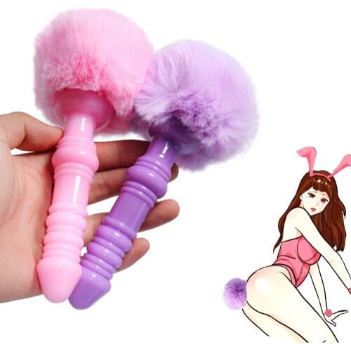 Silicone Role Play Tail Anal Stimulator Long Butt Plug Plush Rabbit Anus Beads Erotic Sex Toy for Women Men Gay