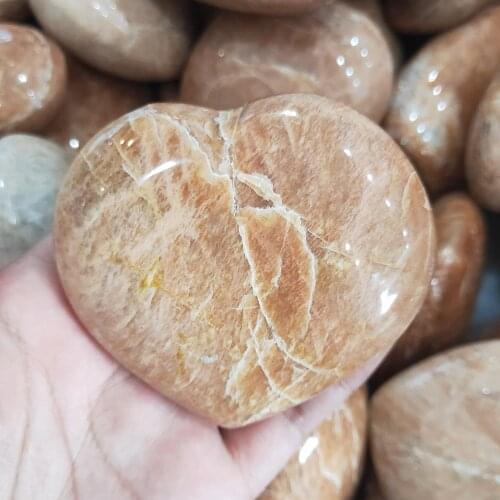 Sunstone crystal Heart Shape Natural Orange opal Quartz hearts Love Crystals Healing Gift