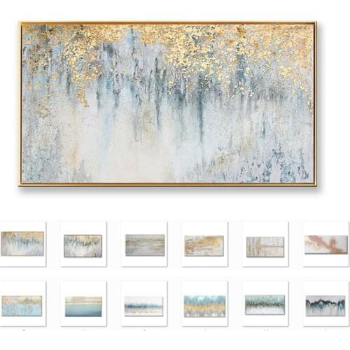 100% Handmade Thick Textured Abstract Painting Modern Gold Foil Art Picture For Living Room Cuadros Canvas Art High Quality