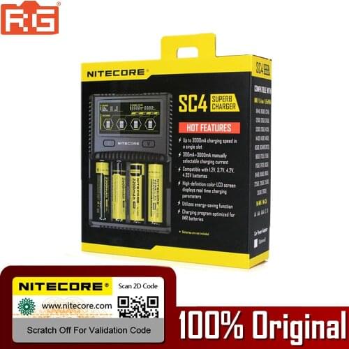 Nitecore SC4 LCD Display USB Rapid Intelligent Charger For Li-ion IMR LiFePO4 Ni-MH 18650 14450 16340 AA Battery
