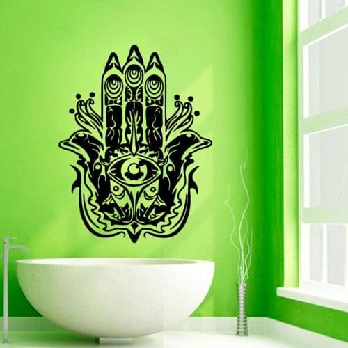 WJWY Mandalas Fatima Hand Wall Stickers Home Decorations Vinyl Design Wall Decals Fish Hamsa Removable Wall Decal Art Murals