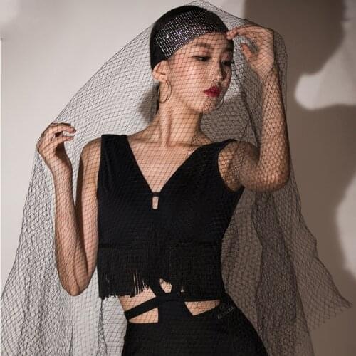 2021 Latin Dance Clothes Female Adult New Latin Dance Competition Clothes Sexy Halter Tassel Top Latin Practice Clothes DQS6433