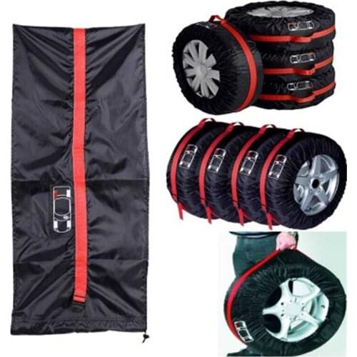 1PC 4pcs Car Auto Spare Tire Wheel Protection Covers Black and Red Storage Bags Carry Tote Cover Vehicle Wheel Protector