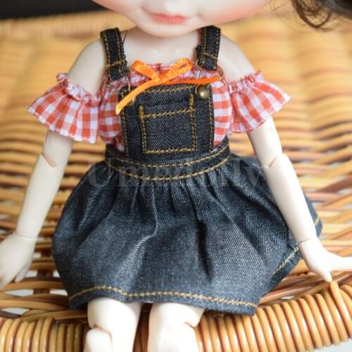 1PCS High Quality 1/6 Blyth Doll Strap Dress Tops Overalls for Neoblythe, Licca, Azone, Barbies Doll Clothes Accessories