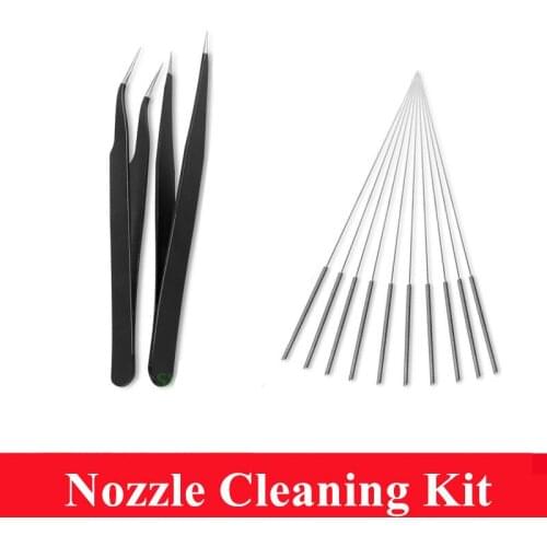 12pcs/set Nozzle Cleaning Kit Toolkit 0.2mm-0.4mm Stainless Steel Needles + Tweezers 3D printer accessories