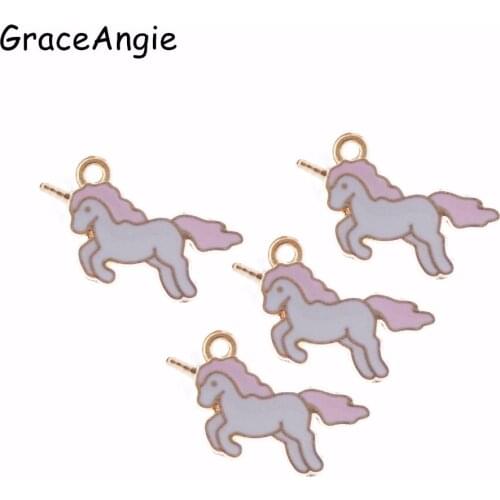20pcs Necklace DIY Chunky Enamel Unicorn Pendant Jewelry Findings Gold Color Charms Handmade Necklace Girls Kids Accessory