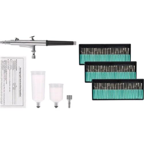 3 Set Diamond Burr Bits Drill Glass Gemstone & 1 Set 0.3Mm Spray Gravity Feed Tattoo Decorating Brushes Sprayer Pen