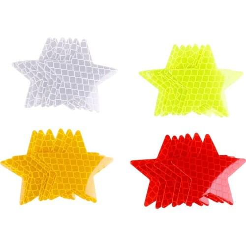 4Pcs Reflector Stickers Decals Pentagram Reflective Warning Strip Tape Car Styling Car Bumper Reflective Strips Secure Star