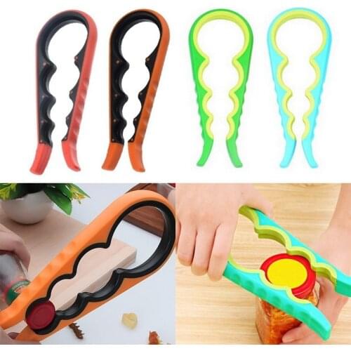 4 In 1 Non-slip Lid Jar Opener Screw Cap Jar Bottle Opener Can Opener Manual Twist Cap Bottle Launcher Opener Kitchen Gadget