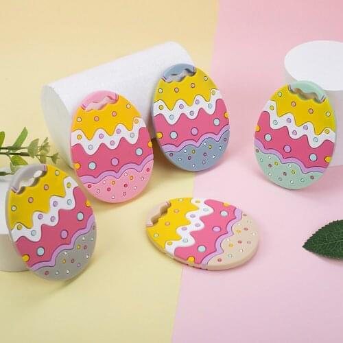 Sunrony 5pcs Cartoon Cookie Egg Baby Teething Necklace Materials Food Grade Silicone Teether BPA Free for Baby Gift Toy