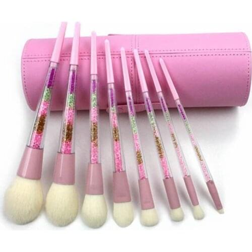 High quality 8pcs cream white soft synthetic hair colorful handle make up brushes set cosmetic brush kits in makeup