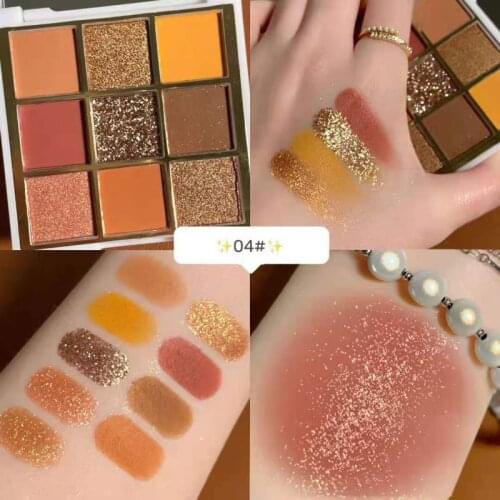 9 Color Glitter Pearlescent Matte Eyeshadow Acrylic Transparent Nine-color Eye Shadow Palette Waterproof Eye Cosmetic TSLM1