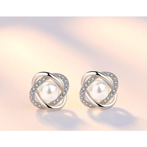 925 Sterling Silver Luxury Pear Statement Stud Earrings For Women Girls CZ Crystal Fashion Jewelry 2021 Trend Wholesale