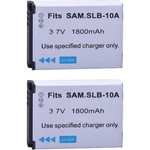 Batmax 2pc 1800mAh Battery SLB-10A SLB10A SLB 10A Camera Battery for Samsung EX2F WB150F WB250F WB350F WB750 WB800F WB500 WB550