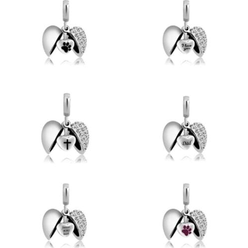 April Angel Wing Keepsake Necklace Heart Pendant Birthstone Cremation Ashes with Beautiful Elegant Memorial Jewelry