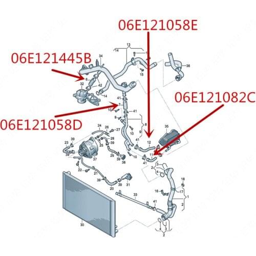 Automobile engine front circulation water pipe 2004-au dis8 A6L C6 2.4 2.8 3.2 A8 A5 Q5 Water tank cooler connection hose
