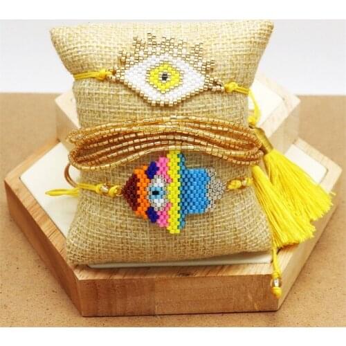 ZHONGVI Evil Eye Bracelet Fashion Insta Jewelry White MIYUKI Boncuk Hamsa Hand Pulseras Delica MIYUKI Bracelets Women Handmade