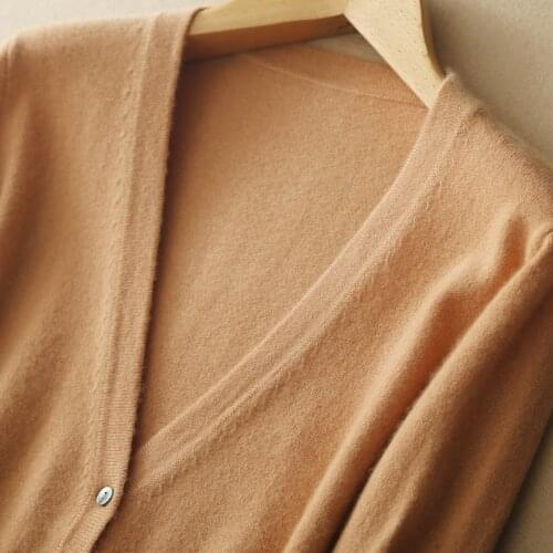 Women Caridgans 100% Cashmere and Wool Knitting Jackets for Winter & Spring Ladies V neck Sweaters 5 Colors Tops girls Clothes