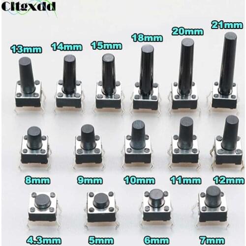Cltgxdd 100PCS 6x6 Micro Switch Panel PCB Momentary Tactile Tact Mini Push Button Switch DIP 4Pin 6x6x5 6*6*4.3 5 6 7 8 9 -21MM
