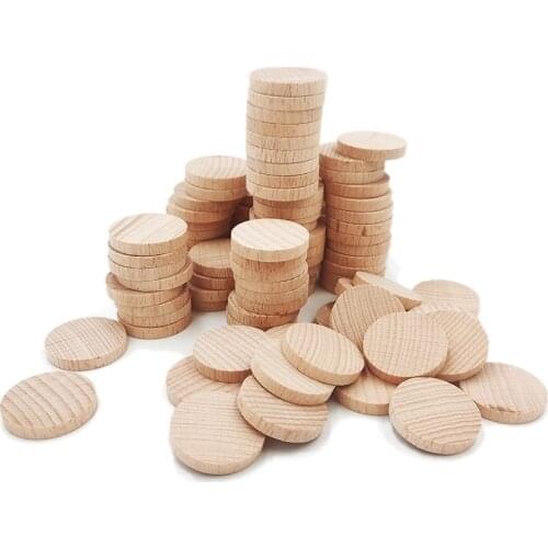 100pcs 20mm Unfinished Wood Slices Round Disc Circle Wood Pieces Wooden Cutouts Ornaments for DIY Craft and Decoration