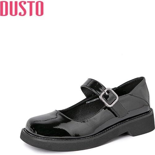 DUSTO 2021 Womens autumn shoes heel thick heel square head two wear small leather shoes womens shoes
