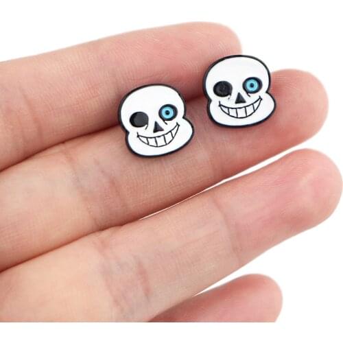 DZ955 Cartoon Game Undertale Earring for women Stainless steel Earring Enamel Art Stud Earrings Gifts Girl