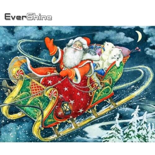 Evershine DIY Diamond Embroidery Santa Claus Picture Rhinestone Cartoon Diamond Painting Christmas Cross Stitch Home Decor Gift