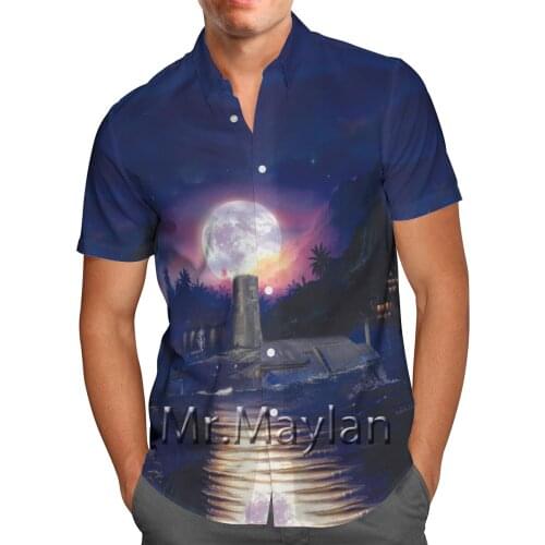 Starry Moon 3D Printed Hawaiian Shirt Short Sleeve Shirt Personalized Beach Shirt 2021 Streetwear Oversized 5XL Camisa Social