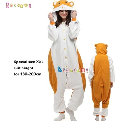 Extra Larg 180-200cm Unisex Animal Hamster Fleece Adult Onesie Boy Girl Christmas Cosplay Winter Pajama Raccoon Kigurumi kids
