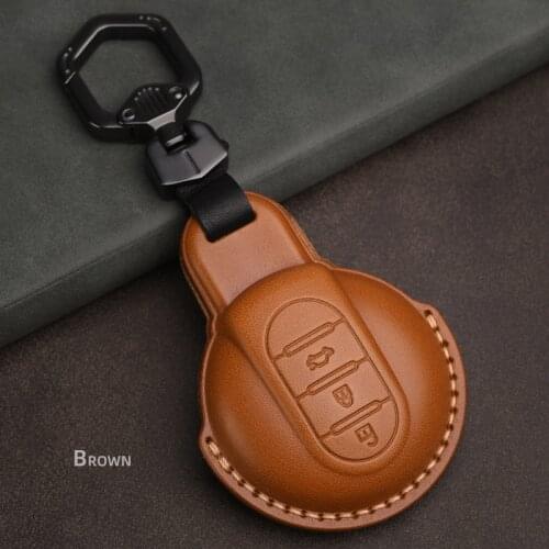 Leather Car Key Cover Case for Bmw mini cooper Key Cover Keycase for mini cooper F55 F56 F57 F54 F60 Key Chain Protect