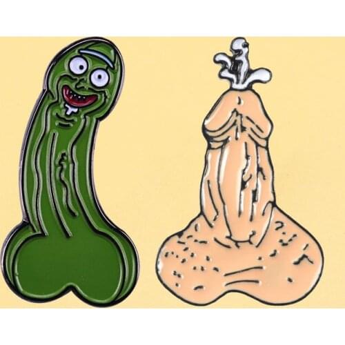 Creative Penis Dick Shaped Enamel Pins Funny Cartoon Metal Brooch Women Men Backpack Bag Hat Shirt Lapel Badge