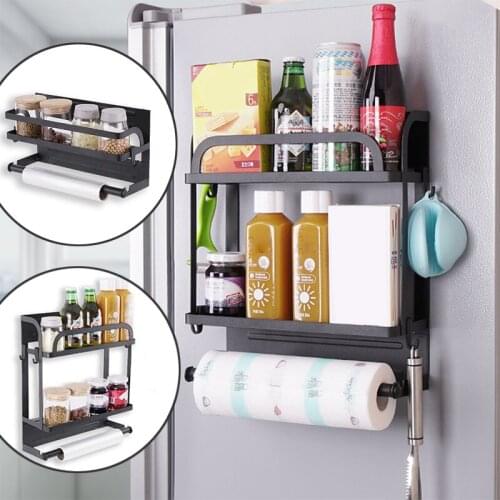 Kitchen Magnetic Fridge Rack Wall Hanging Storage Shelf Refrigerator Organizer Basket