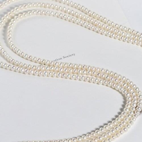 MADALENA SARARA Mini Freshwater Pearl Necklace 4-5mm Women Jewelry Three Rows Pearl Necklace