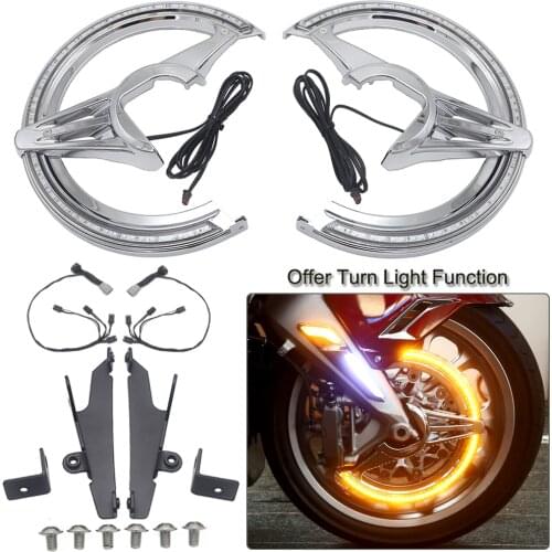 Motorcycle Accessories Brake Disc Rotors Covers With Orange LED Flash and Turn Light For Honda GL1800 Goldwing 2018 2019 2020