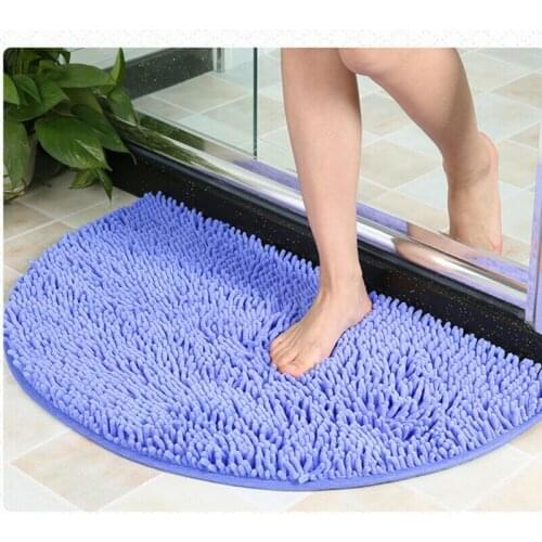 Semicircular Shape Soft Microfiber Shaggy Non Slip Absorbent Bath Mat Bathroom Shower Rugs Carpet for home living room 40x60cm