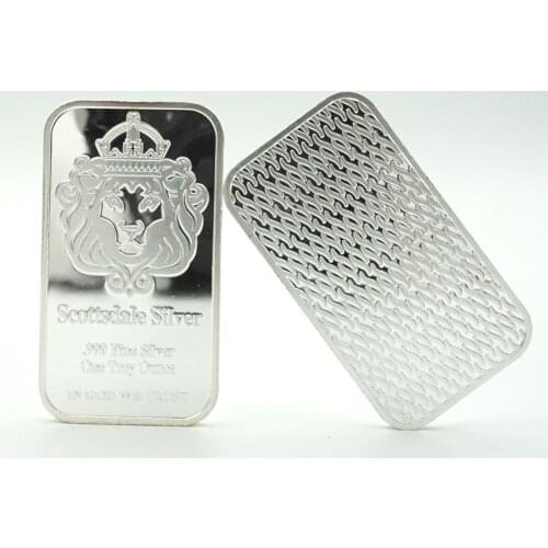 Non Magnetic 1 Troy Oz Silver 99.9% in Omnia Paratus Scottsdale Silver Plated Lion Badge Gift Collectible