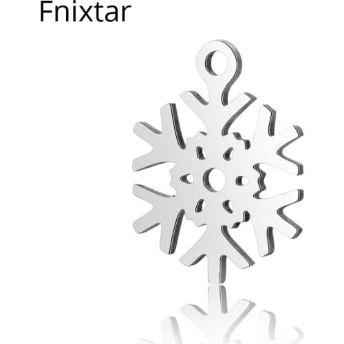 Fnixtar Never Fade 11.7*15.4mm Snowflake Mini Charms Stainless Steel Metal Charms For Jewelry Making Mothers Day Gift 20pcs/lot