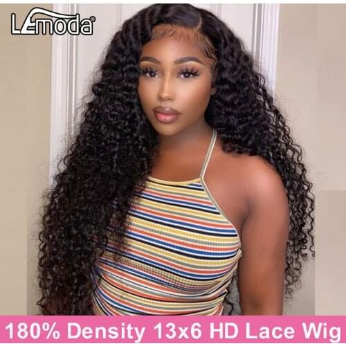 13x6 HD Lace Wig curly Lace Front Human Hair Wigs For Black Women Brazilian Deep Wave Lace Frontal Wig 180% Density 28Inch