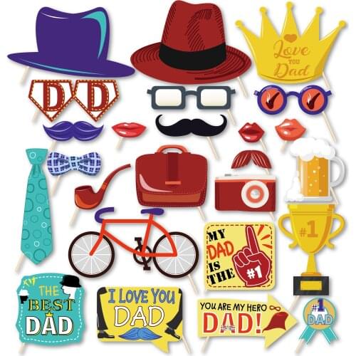 PZ188 25pcs Fathers Day Photo Booth Props The Best Dad Ever Letters Party Decorations Photobooth Props Party Supplies