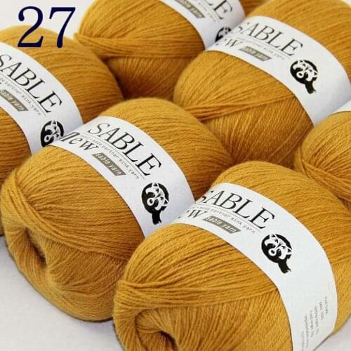 Sale 6*50gr Super Soft Pure Sable Cashmere Wrap Shawls Hand Knit Wool Crochet Yarn Gold 243-27-6