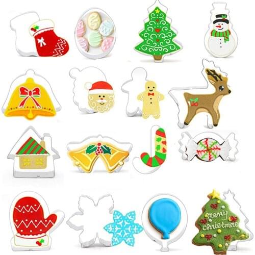 Christmas Cookie Cutter Stainless Steel Xmas Holidays Cookies Molds for Making Muffins Biscuits Sandwiches