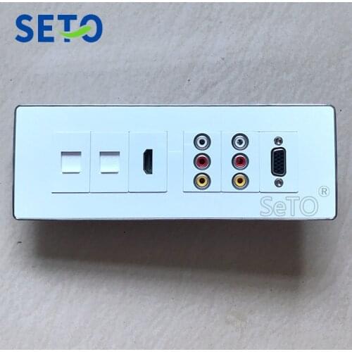 SeTo 118 Type RJ45 Cat5e Network + RJ11 Cat3 Tel + Double RCA AV Audio + VGA +HDMI Outlet Wall Plate Keystone Faceplate