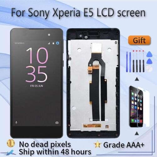For Sony Xperia E5 F3311 F3313 C1604 LCD screen assembly with front case touch glass,With repair parts LCD Display Black White
