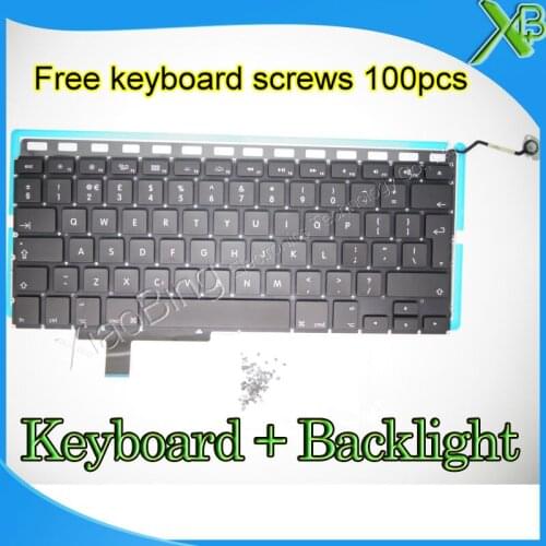 Brand New For MacBook Pro 17.1" A1297 UK keyboard+Backlight Backlit+100pcs keyboard screws 2008-2011 Years